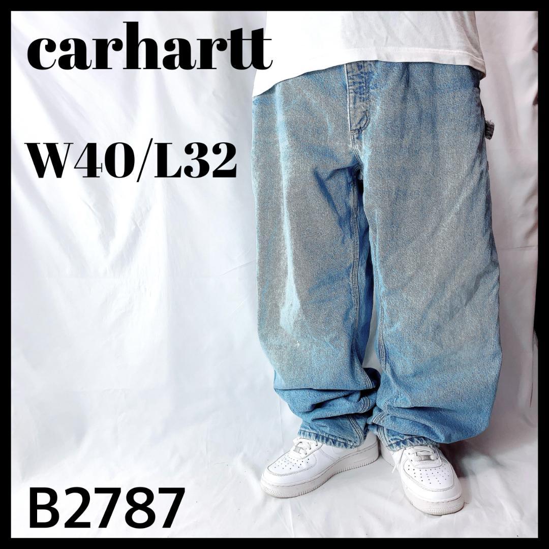 古着 カーハート ペインター デニムパンツ ネル裏地 極太 バギー W40