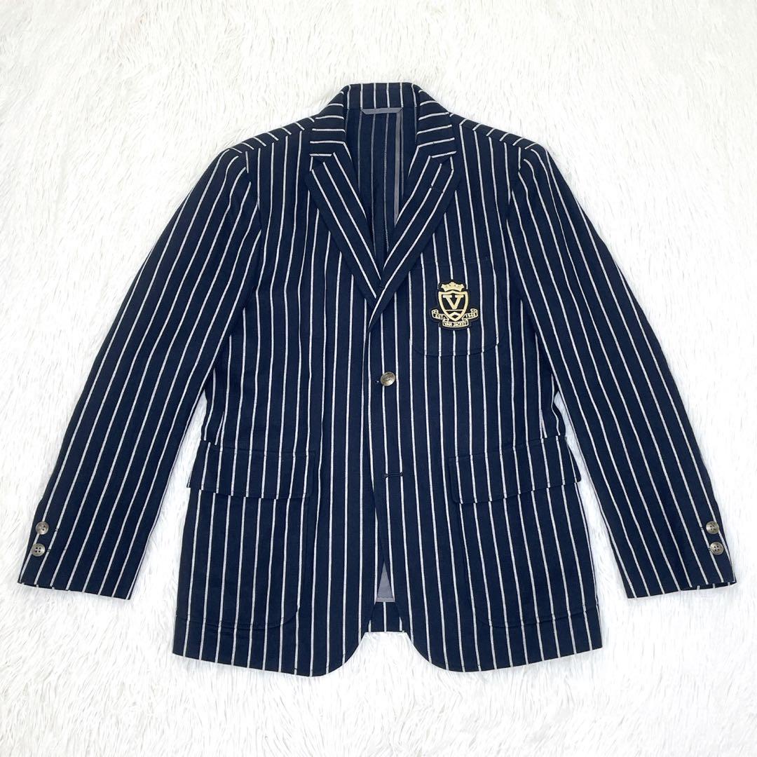 優れた品質 JACKET 美品✨VAN リネン混 テーラード ネイビーストライプ ジャケット・アウター