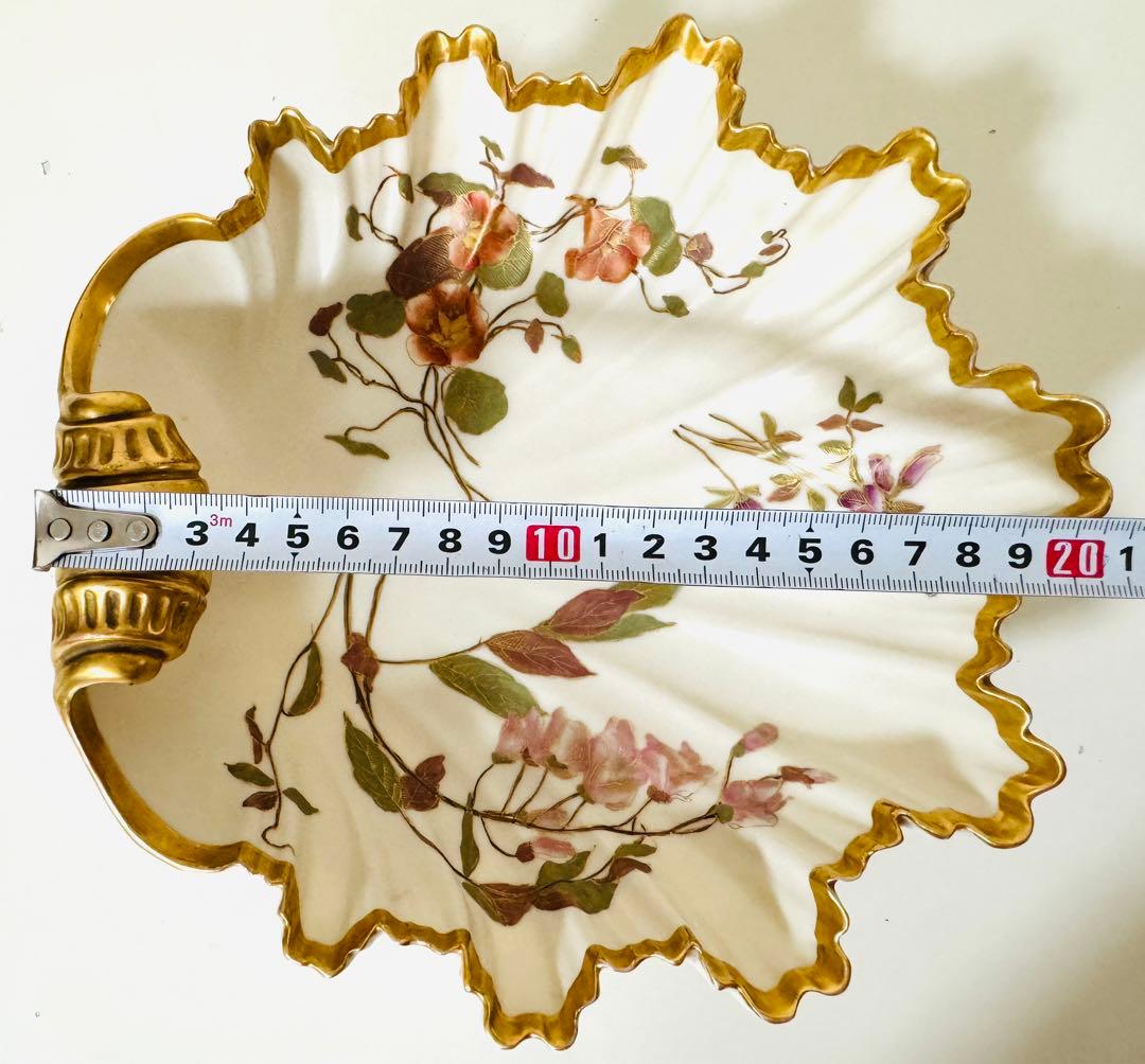 ロイヤルウースターボウル 菓子器 貝シェル 花柄 金彩 西洋陶器 1891年