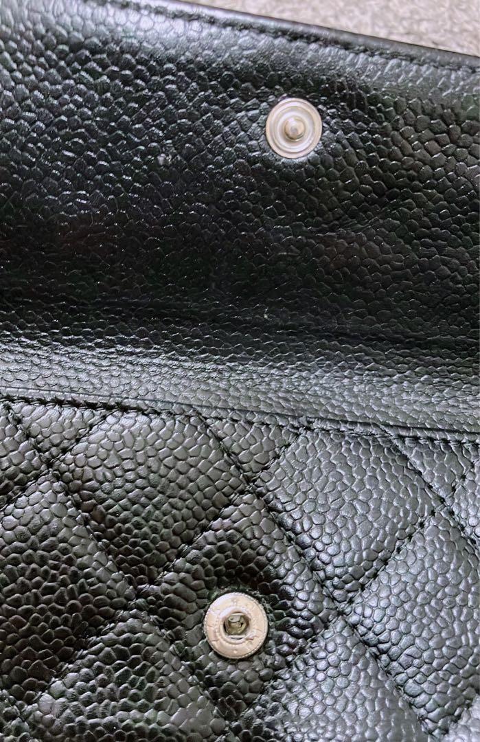 CHANEL シャネル キャビアスキン マトラッセ 長財布 シルバー金具 黒