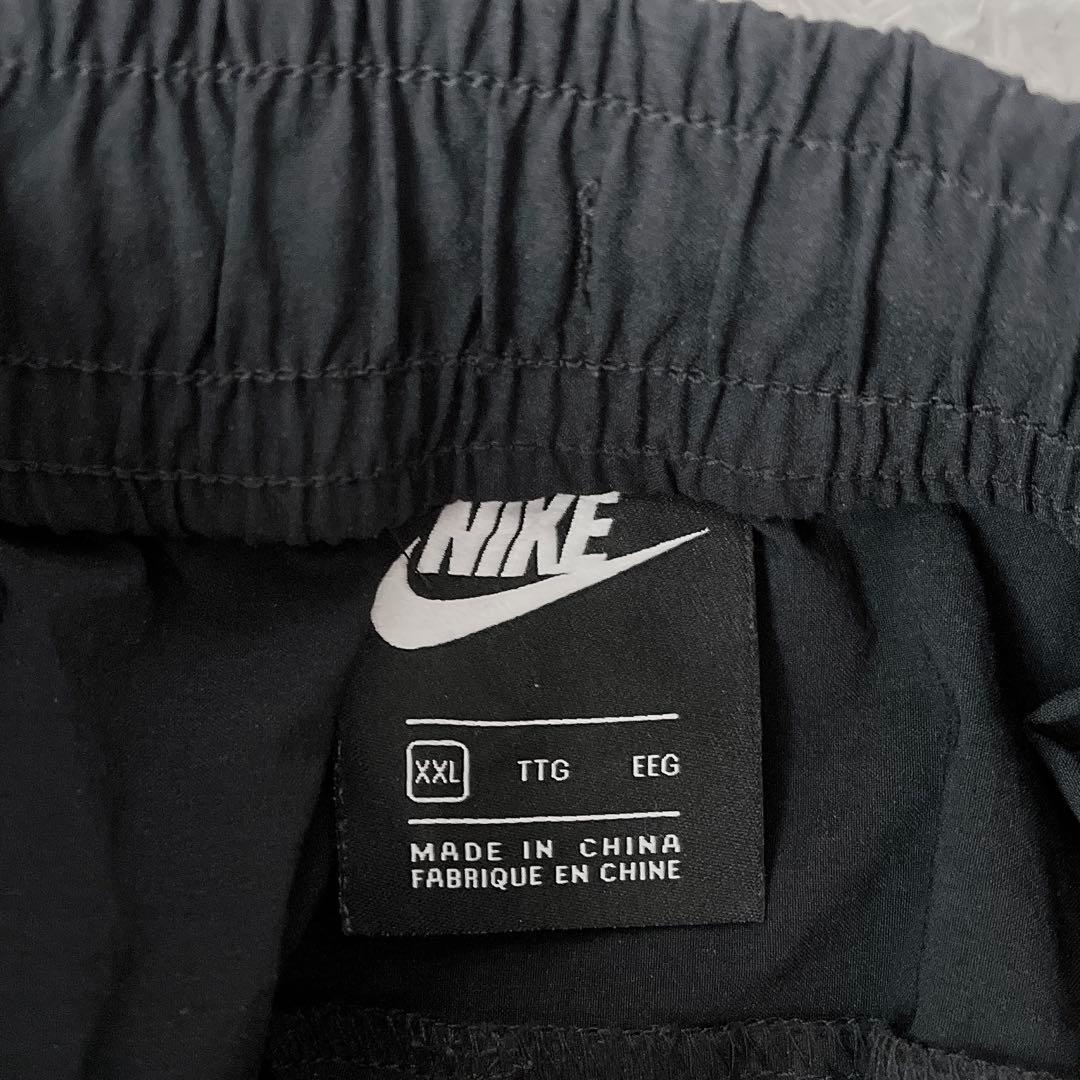 【美品】NIKE ナイキ ナイロンパンツ ストレッチ ロゴプリント 黒ブラック