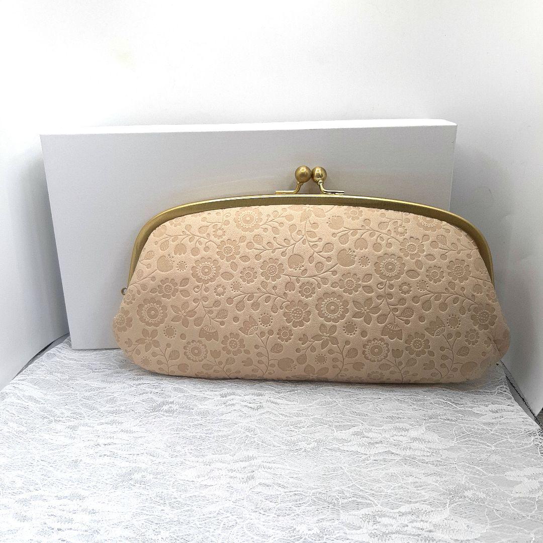 新品未使用✨minilabo ミニラボ　牛革和装　花柄がま口長財布 MM92