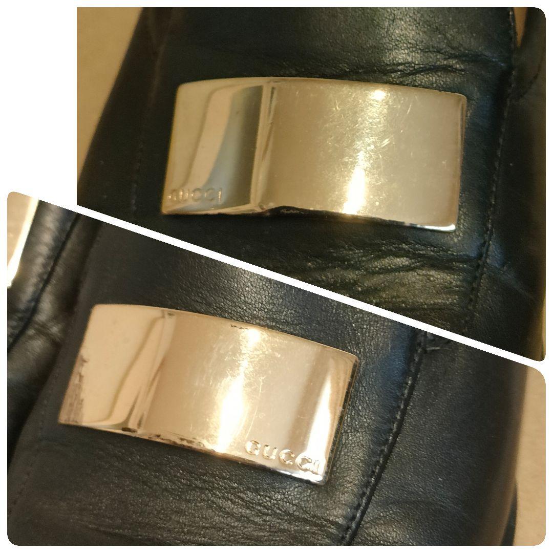 GUCCI グッチ 　ローファー　黒　金ロゴプレート　 　サイズ35C