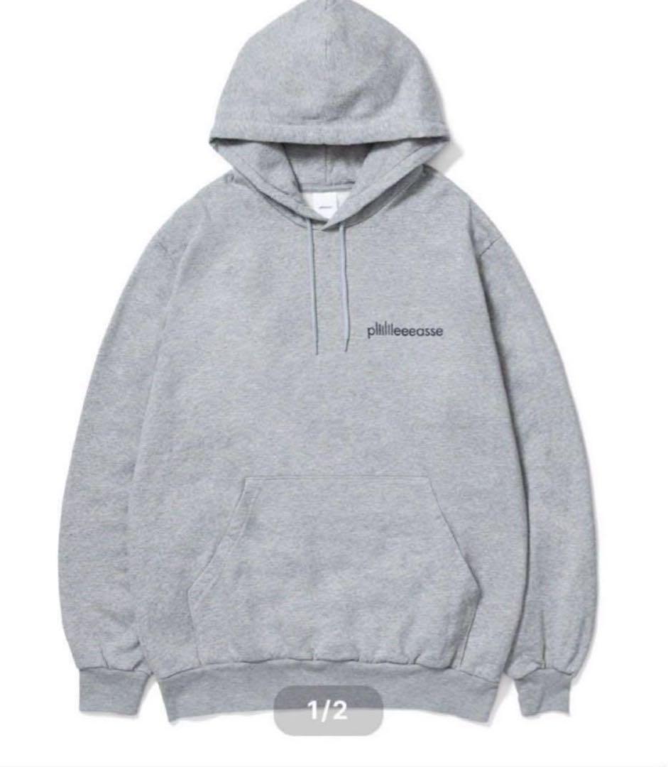 【即完】【新品】pllllleeeasse プリーズ グレー パーカー XL 【即完】【新品】pllllleeeasse プリーズ グレー パーカー XL