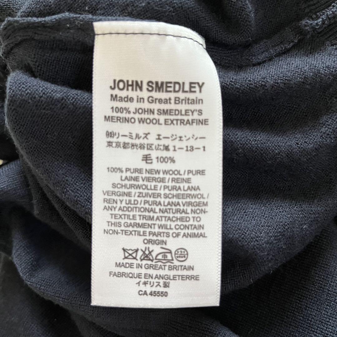 JOHN SMEDLEY BELPER Sサイズ 長袖ポロ ネイビー