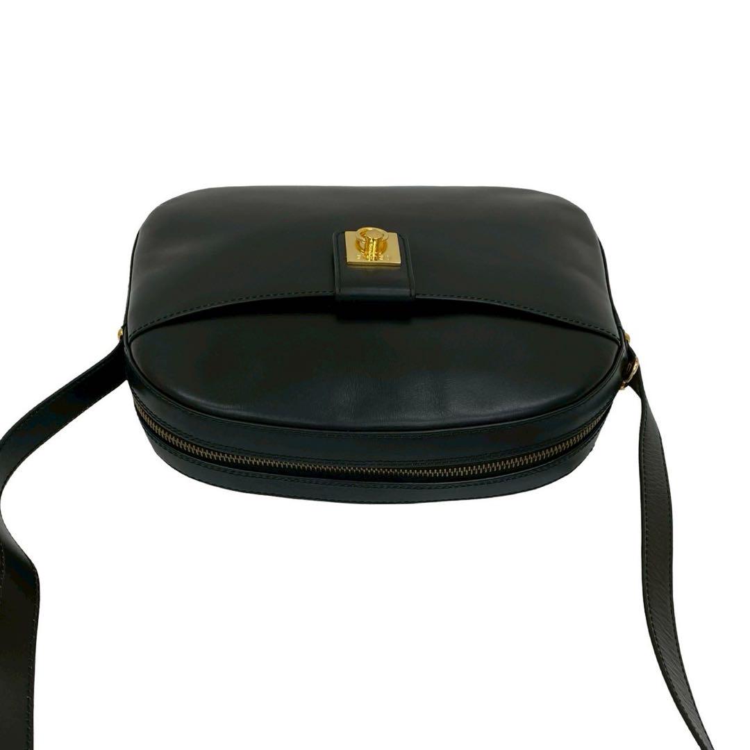極 美品 セリーヌ ロゴ リング金具 レザー ショルダーバッグ