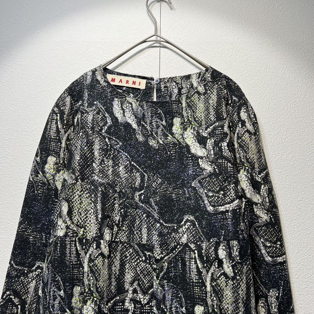 希少 MARNI 上質 コットン パイソン柄 デザイン ドレス