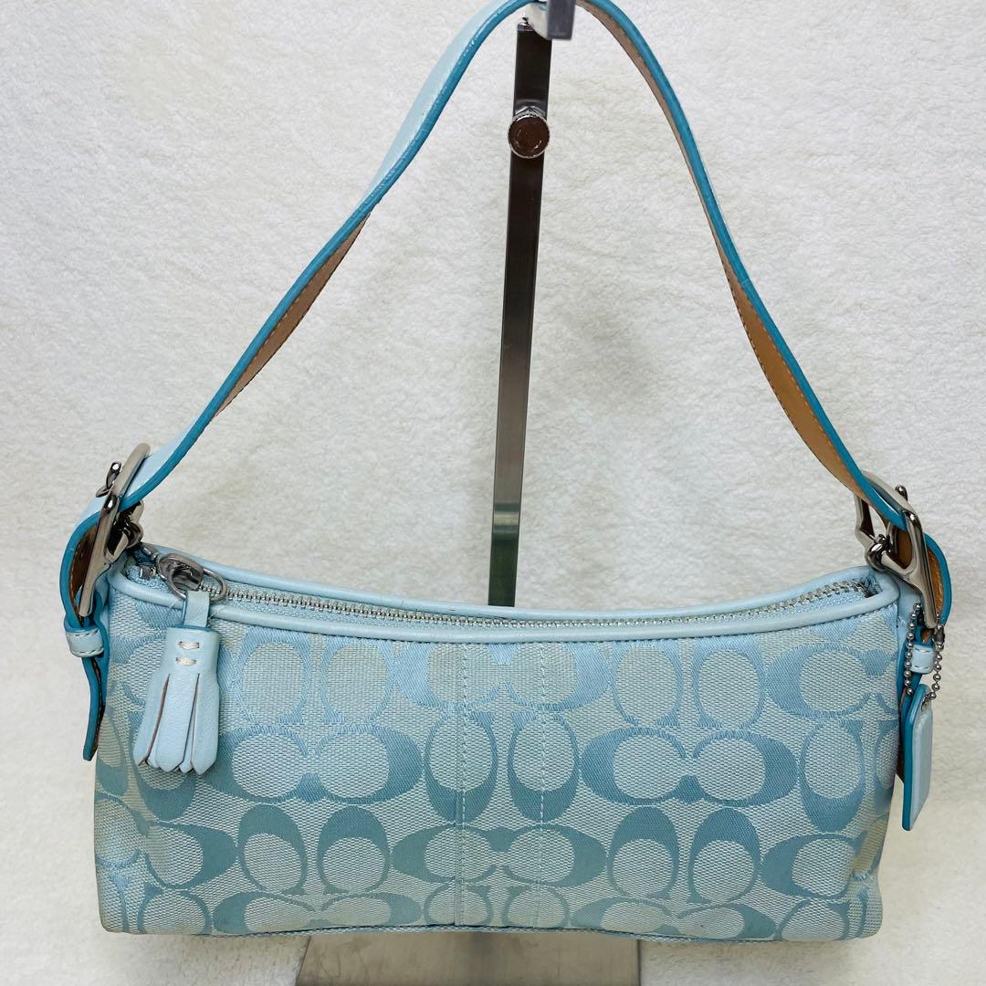 COACH コーチ ワンショルダーバッグ アクセサリーポーチ ライトブルー 水色