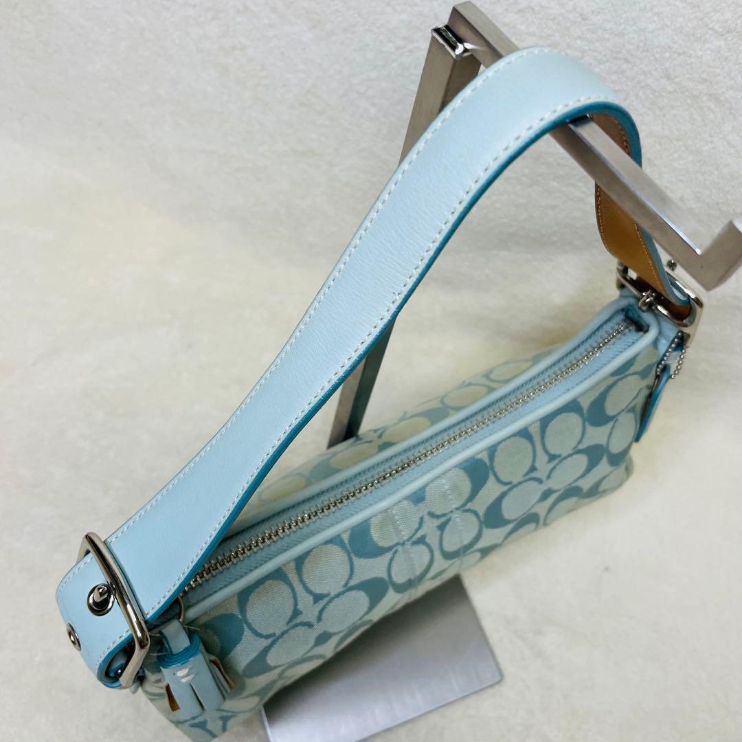 COACH コーチ ワンショルダーバッグ アクセサリーポーチ ライトブルー 水色