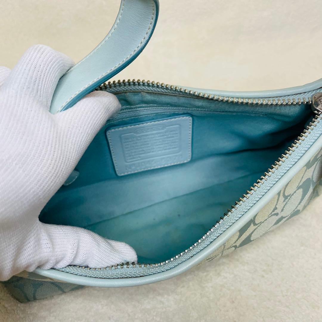 COACH コーチ ワンショルダーバッグ アクセサリーポーチ ライトブルー 水色