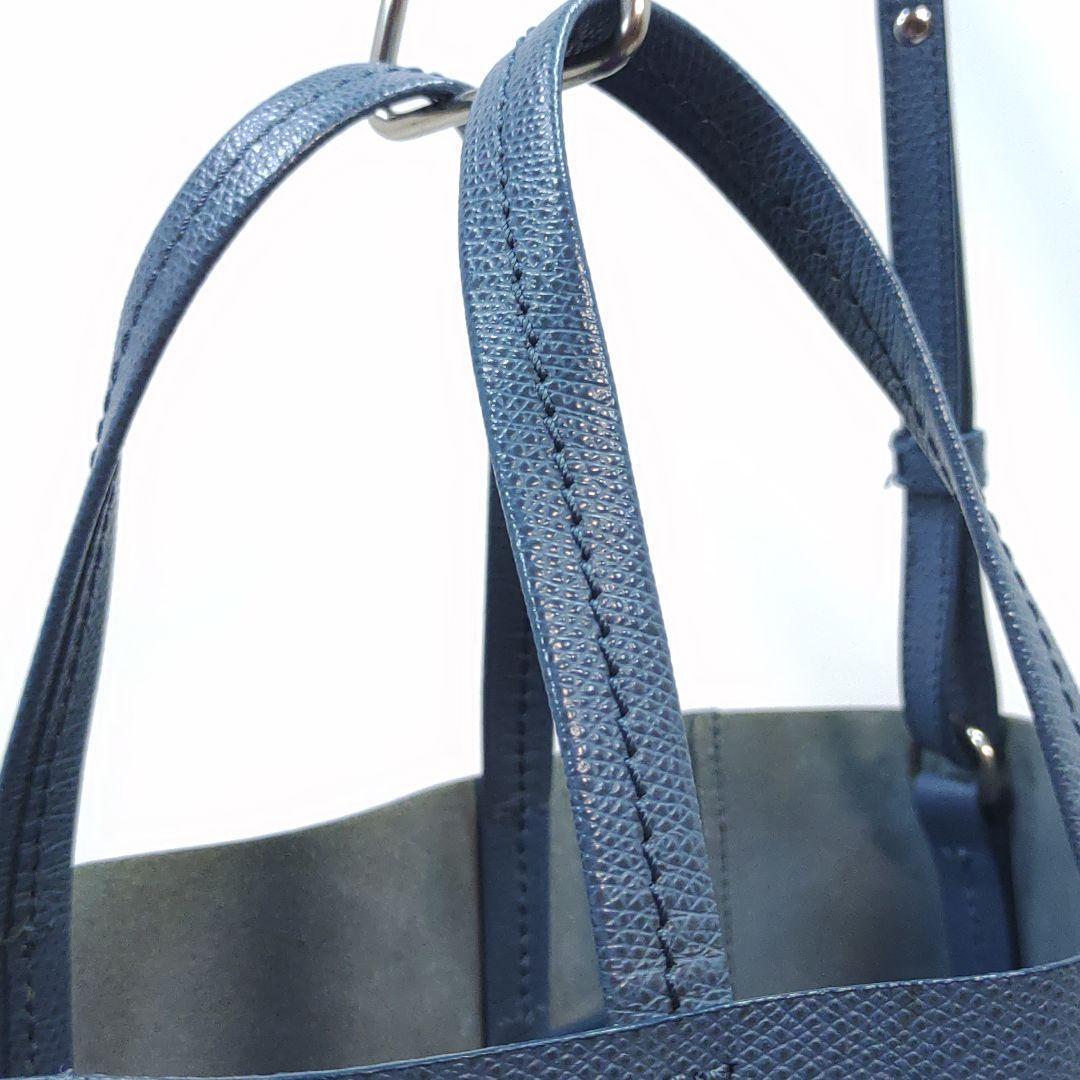 【美品・新ロゴ】セリーヌ バーティカルカバ 2way ショルダー レザー 青系