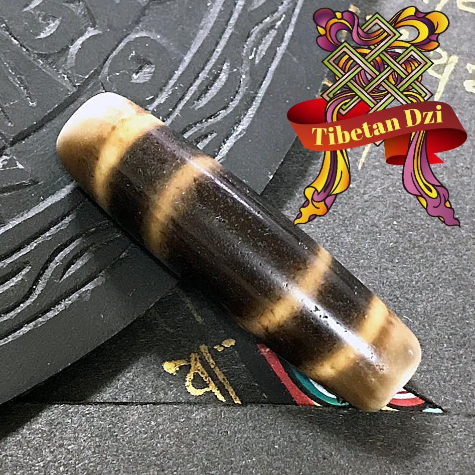 チベット Dzi Bead 　四線　天珠ワールドNo.b92