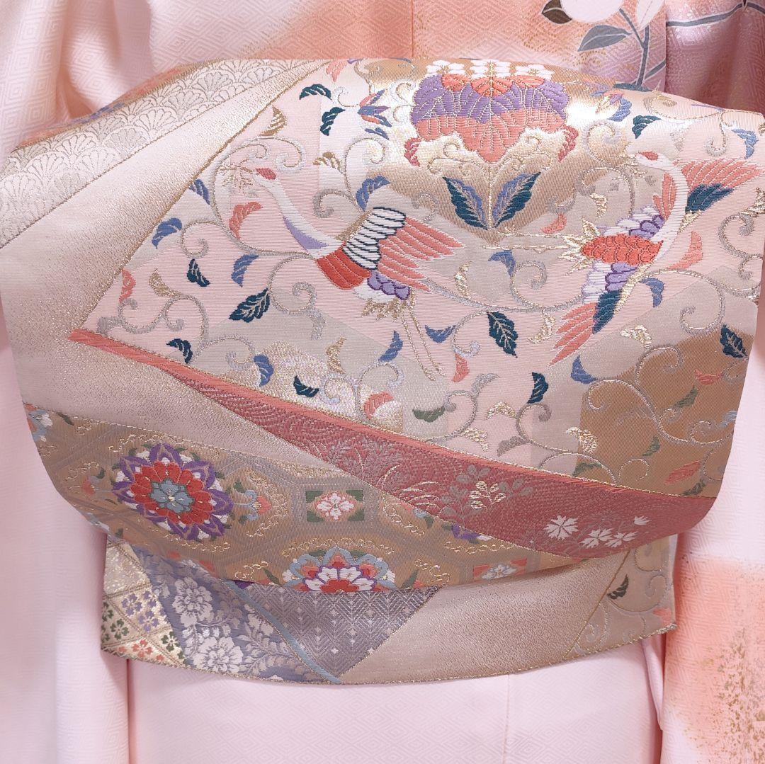 ❰6315❱ フルセット　訪問着 金駒刺繍　袋帯　帯締め　帯揚げ　正絹　着物