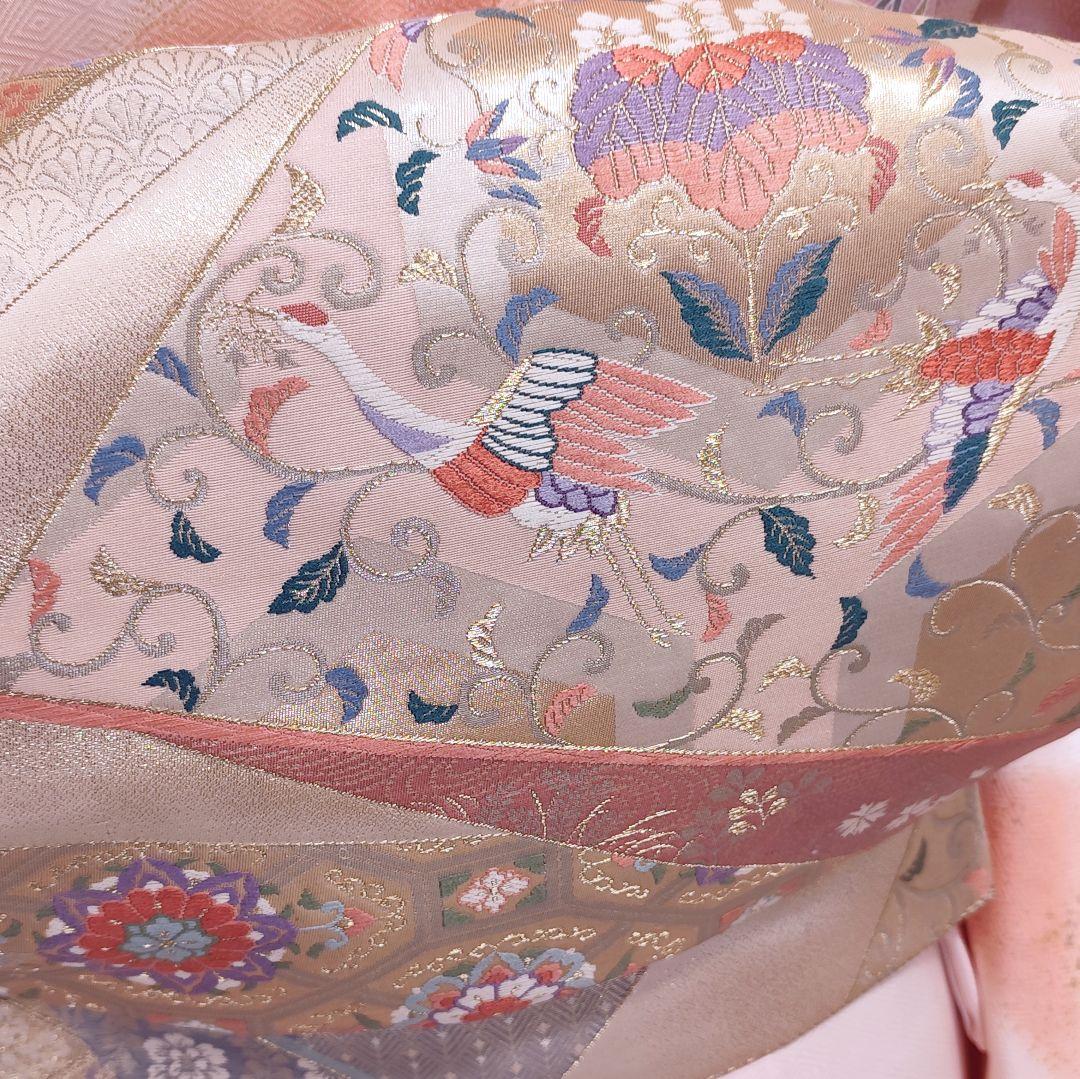 ❰6315❱ フルセット　訪問着 金駒刺繍　袋帯　帯締め　帯揚げ　正絹　着物