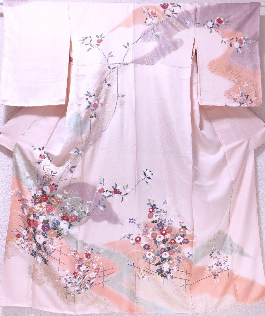 ❰6315❱ フルセット　訪問着 金駒刺繍　袋帯　帯締め　帯揚げ　正絹　着物