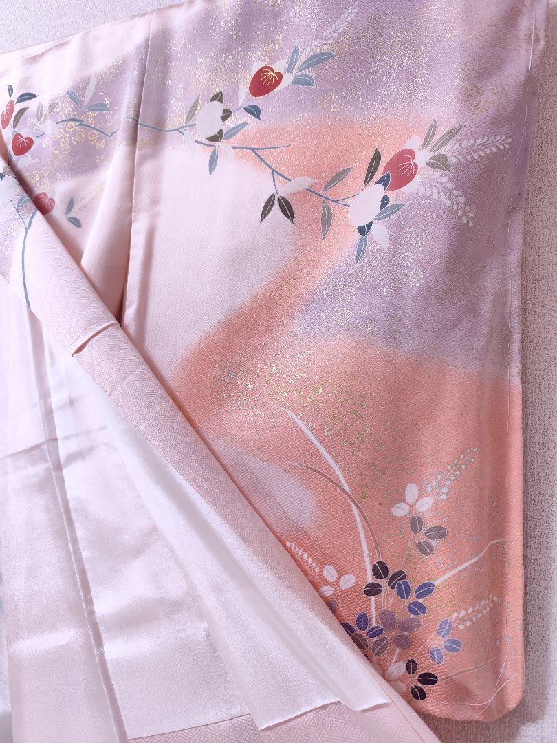 ❰6315❱ フルセット　訪問着 金駒刺繍　袋帯　帯締め　帯揚げ　正絹　着物