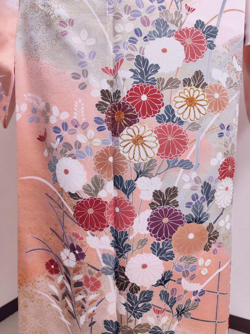 ❰6315❱ フルセット　訪問着 金駒刺繍　袋帯　帯締め　帯揚げ　正絹　着物