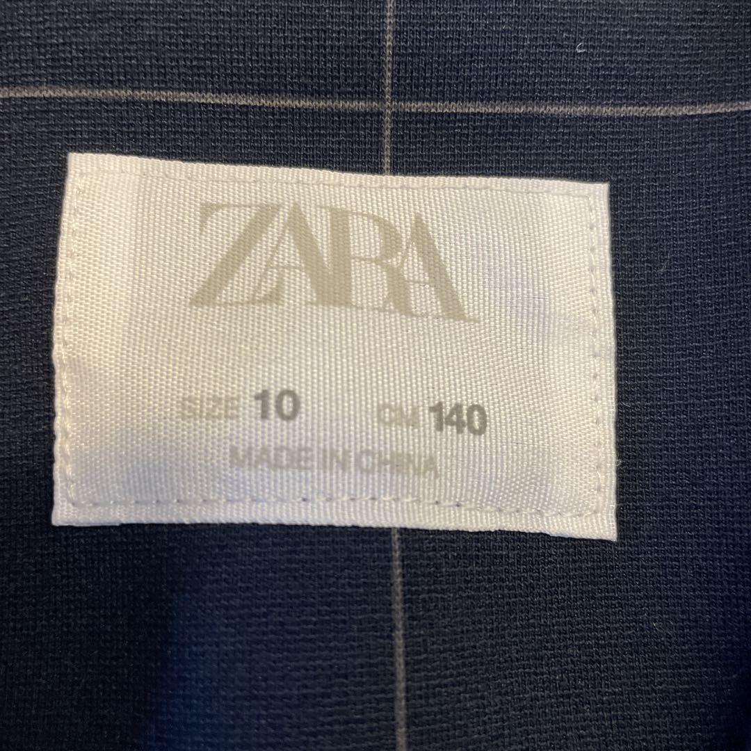 ZARA】卒業式に！ チェックスーツ 上下+長袖シャツ ネイビー 152