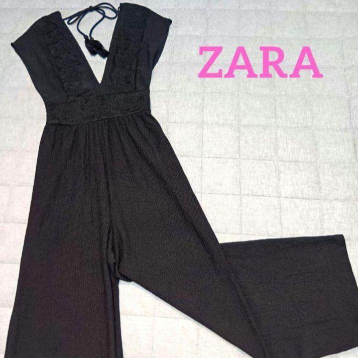 ZARA ザラ 刺繍 メッシュ オールインワン バックリボン