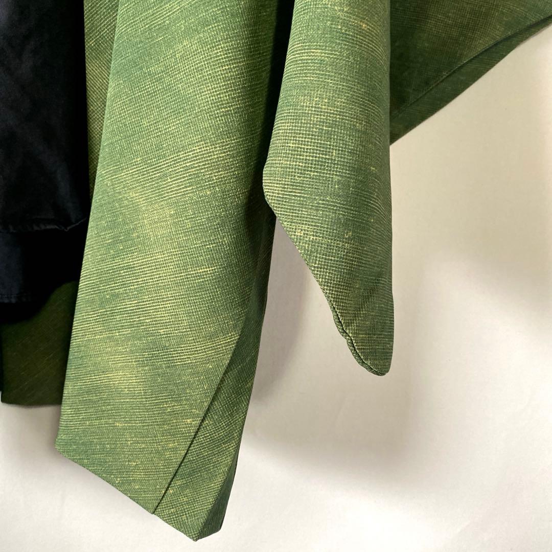 マフラー 羽織 Japanese mode 竹 友禅 和柄 緑VINTAGE 紹介のある