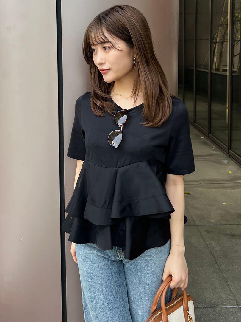 SNIDEL スナイデル 異素材ペプラムTシャツ　新作
