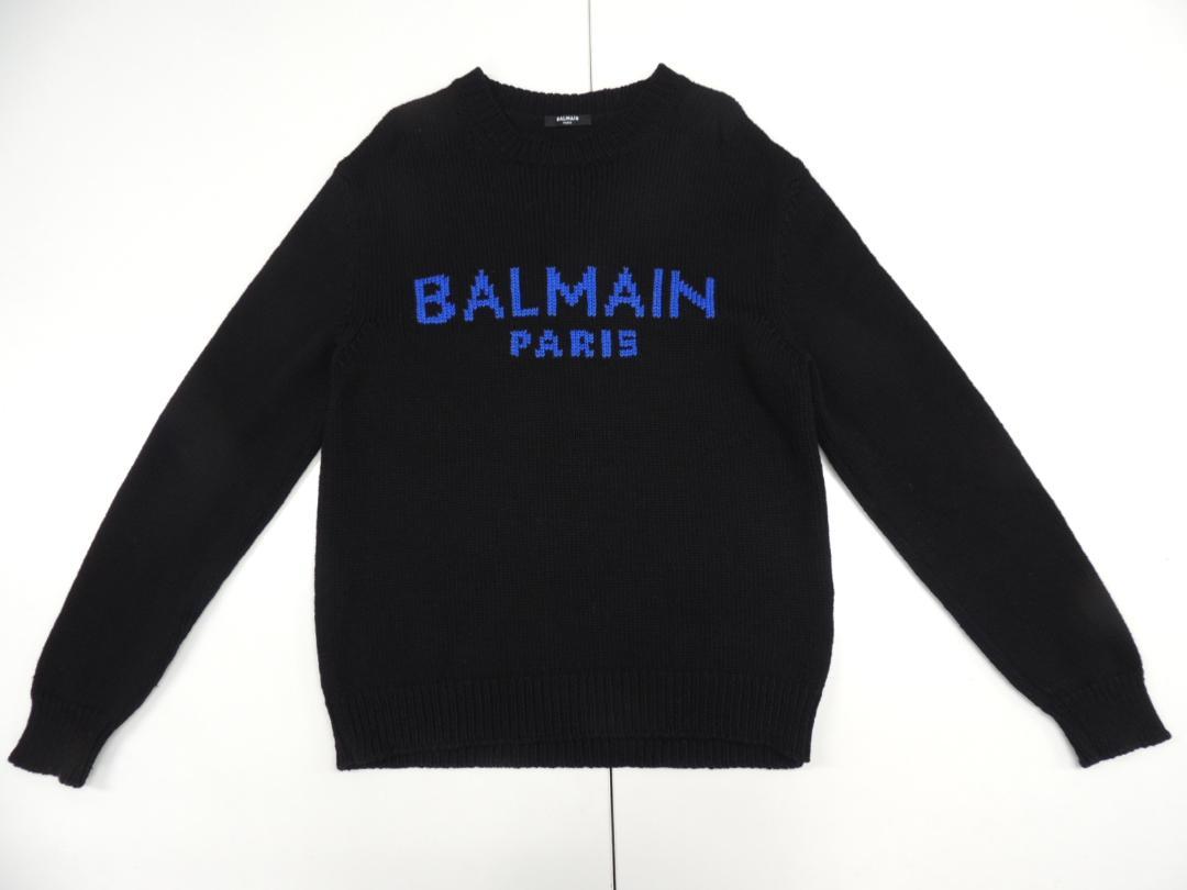 国内正規 BALMAIN PARIS イタリア製 ロゴ クルーネック ニット
