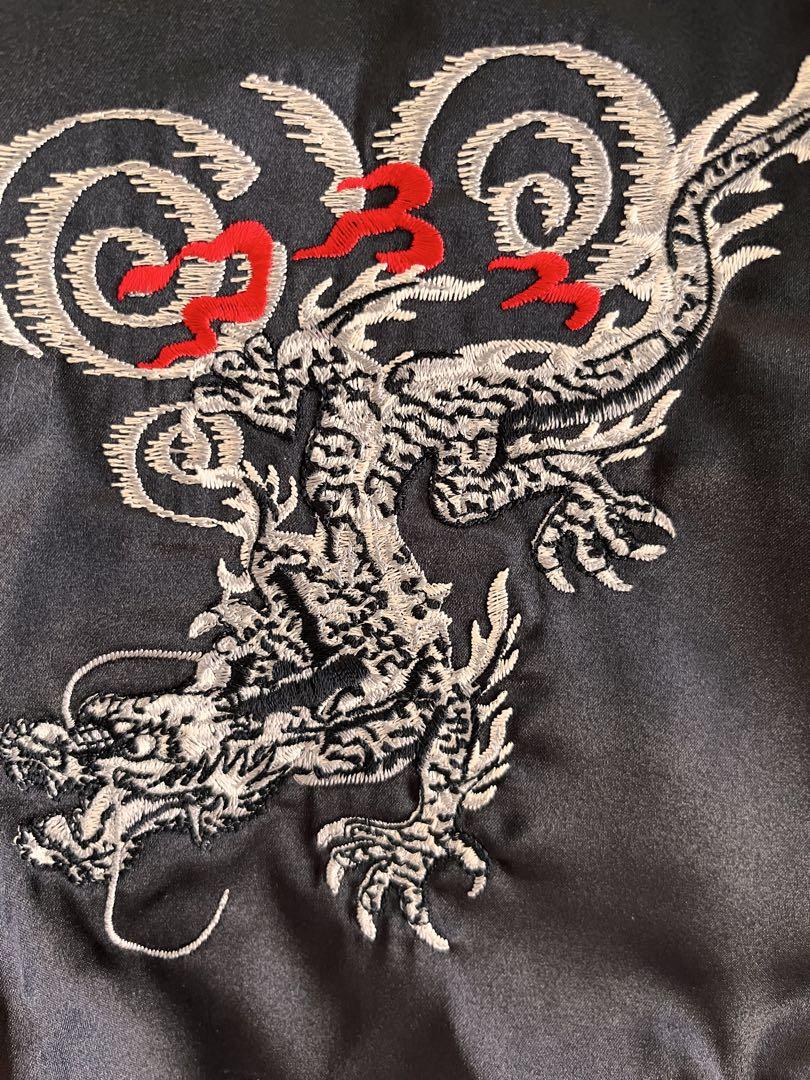 新品 ドラゴン刺繍スカジャン 黒白 - メルカリ