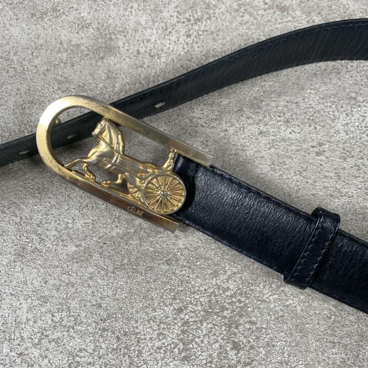 希少 馬車金具 ブラック vintage レア cQojs-m41605405146 CELINE セリーヌ ベルト 10%OFF