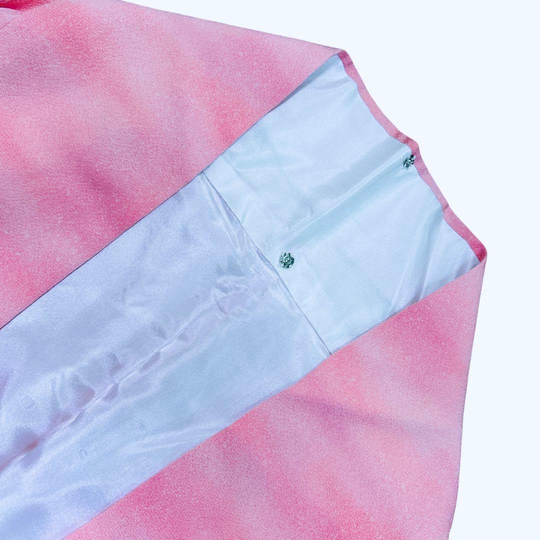 A115愛華 着物 落款あり　訪問着　暈し　ピンク　正絹　美品　身丈164cm