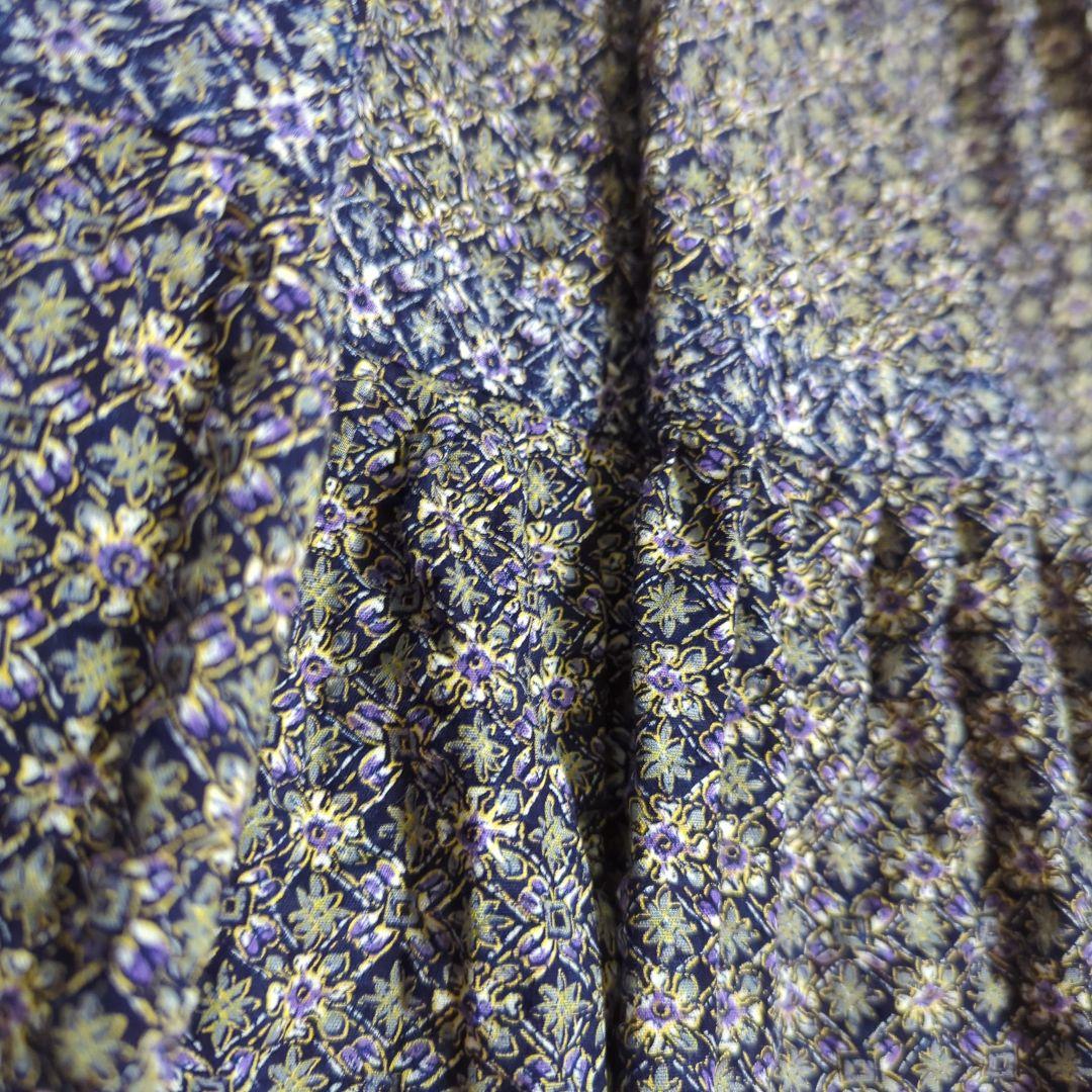 ハンドメイド　レトロ　花　ティアード　スカート　リボン