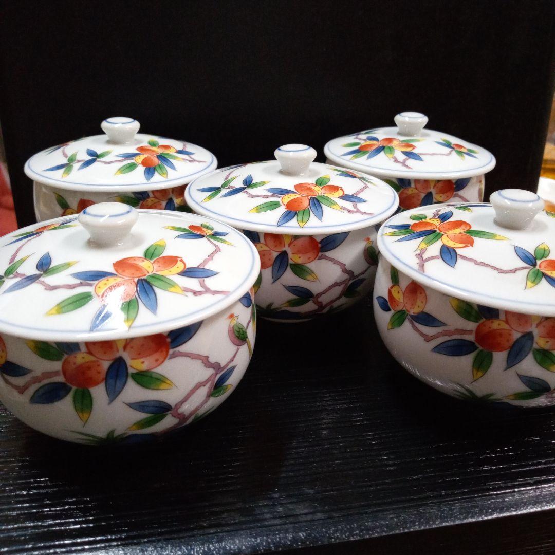 桃絵花鳥・茶びつ入湯呑セット