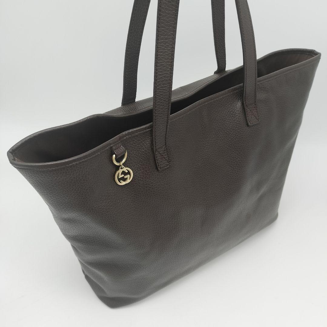 美品✨グッチ トートバッグ レザー ダークブラウン - メルカリ