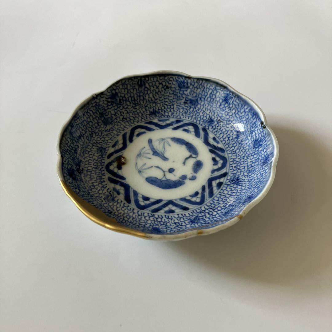金継ぎ済み 染付微塵唐草 豆皿 手塩皿 伊万里 古伊万里 Kintsugi 金継 金継ぎ済み 染付微塵唐草 豆皿 手塩皿 伊万里 古伊万里 Kintsugi
