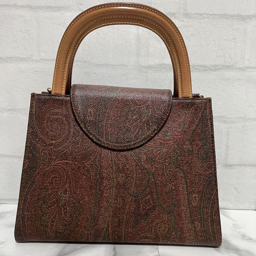 【美品】エトロ　2way ショルダーバッグ　ハンドバッグ　ロゴ金具　ペイズリー
