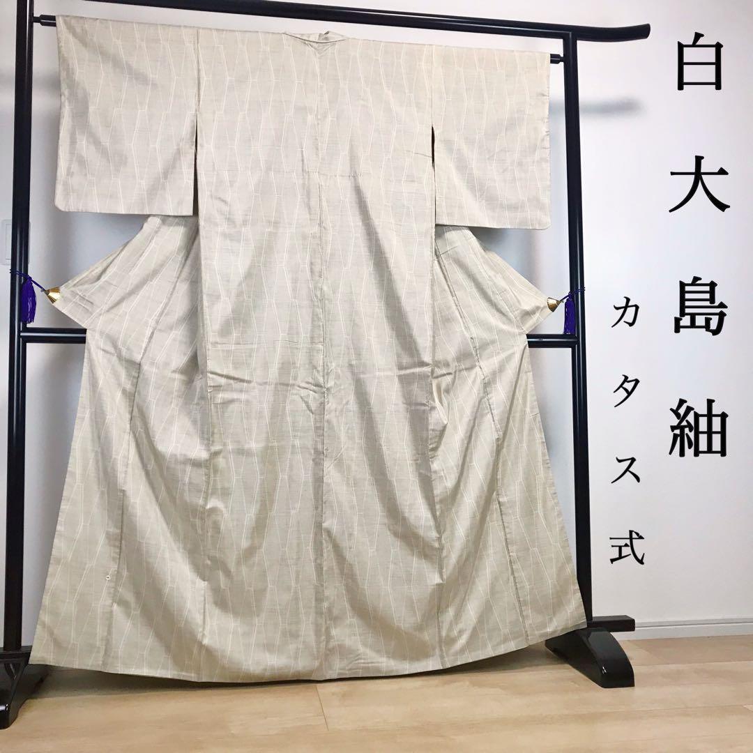 本命ギフト ZF-785 白大島紬 カタス式 正絹 袷 広衿 高級 逸品 - メルカリ 着物・浴衣