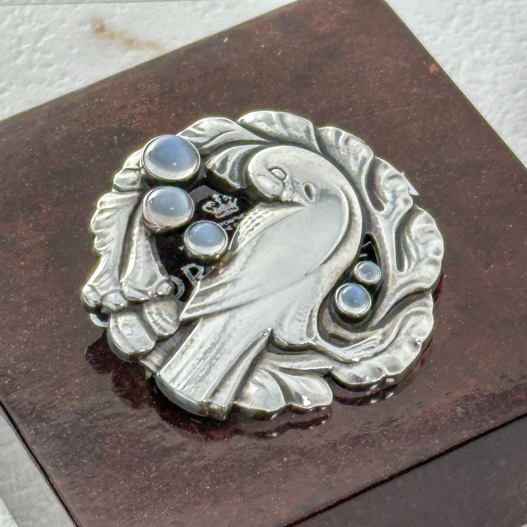 GEORG JENSEN　123　ブローチ　ムーンストーン　925S　バード　鳥