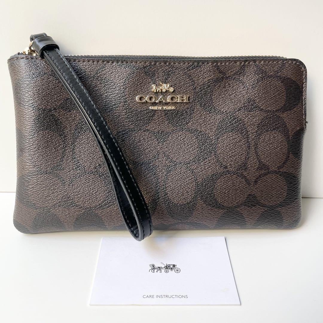 コーチ COACH リストレットポーチ シグネチャー レザー コーナージップ