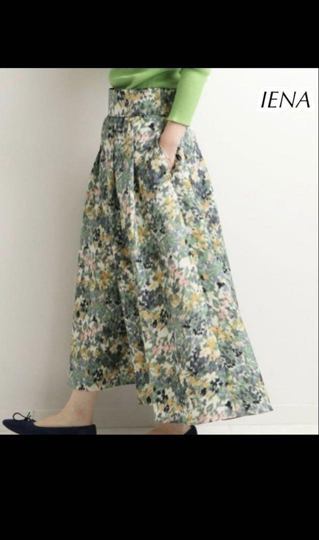 【未使用級】完売品 イエナ かすれフラワー ギャザー ロングスカート IENA - イエナ かすれフラワー ギャザースカート フレア マキシ