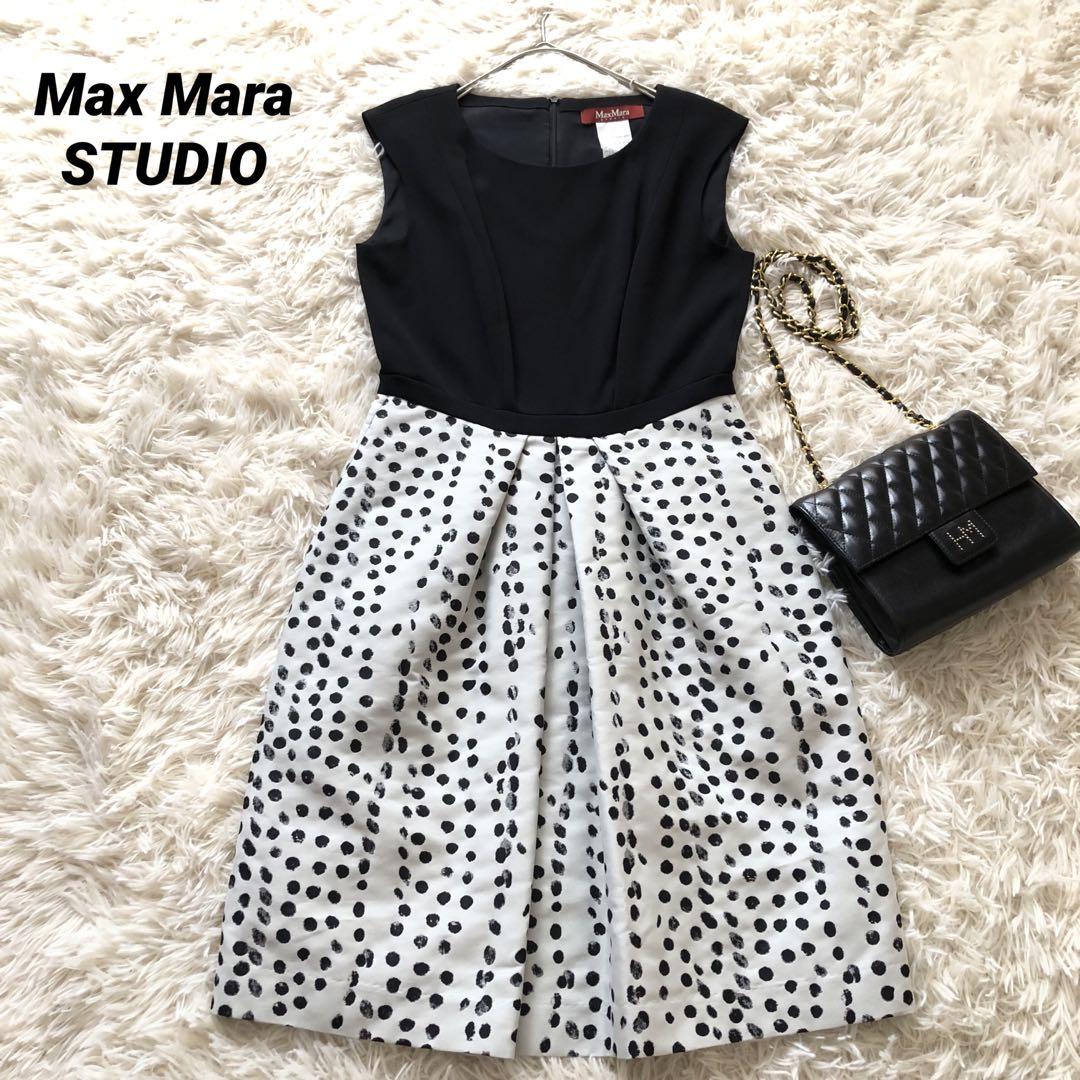 マックスマーラMaxMara 配色ライン ノースリーブワンピースバイ