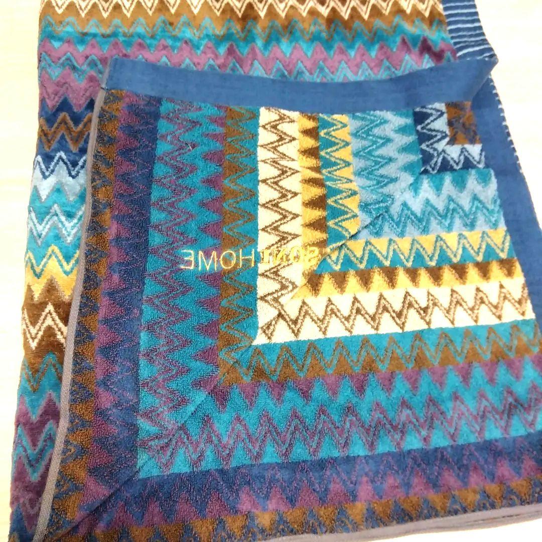 【未使用】MISSONI タオルケット シングル 綿100％ ブルー