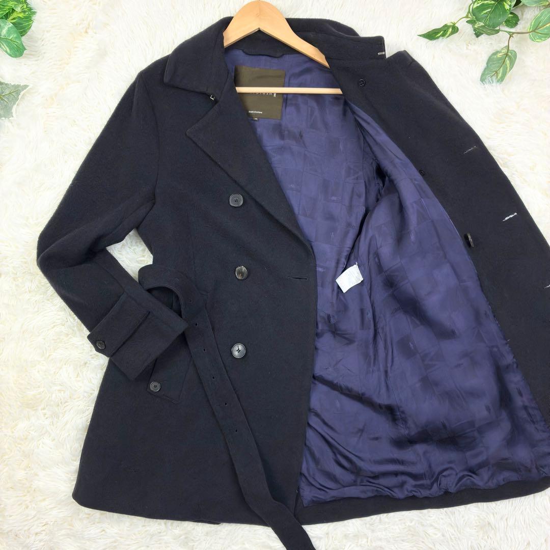 マッキントッシュ トレンチコート 裏地総柄 ウール ベルト 40 ネイビーL Mackintosh