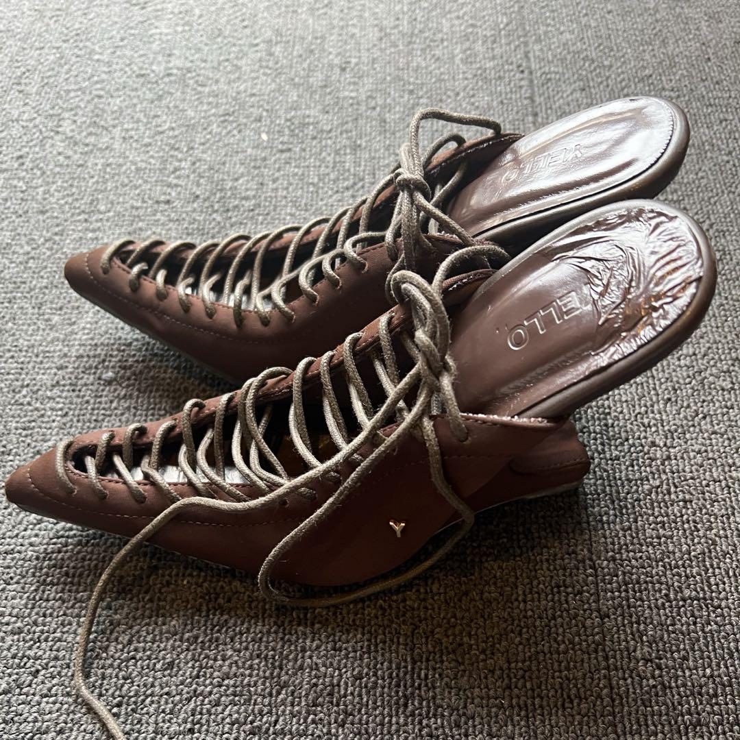 日本最大の UP LACE CHIOCOLATA YELLO MULES メルカリ - 靴