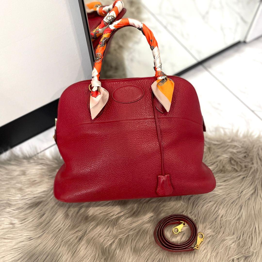 品質満点 HERMES エルメス ボリード35 トリヨンクレマンス レッド セール激安商品 トリヨン ボリードミニ 2way シルバー金具 ブラック レザーバッグ 本革 ショルダーバッグ