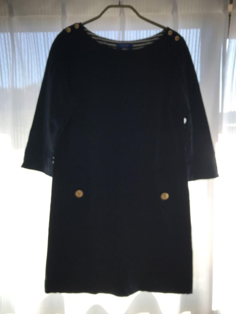 【中古】ブルーレーベルクレストブリッジ ネイビー 7部袖ワンピース 38