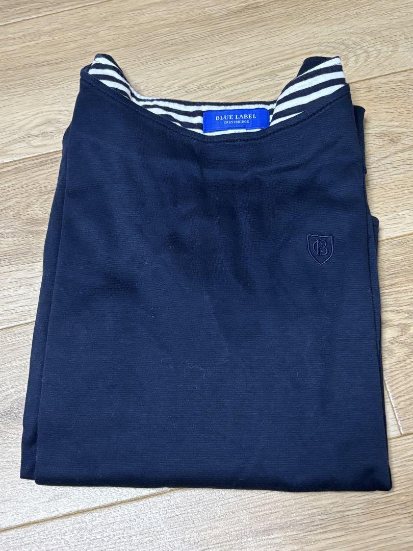 【中古】ブルーレーベルクレストブリッジ ネイビー 7部袖ワンピース 38