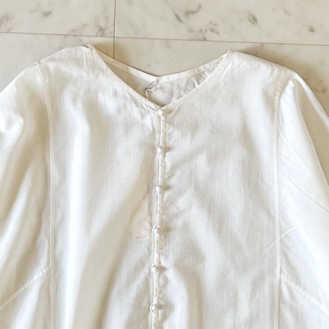 24SSタグ付未使用＊ヨーガンレール コットンシルクブラウス M キナリ 長袖