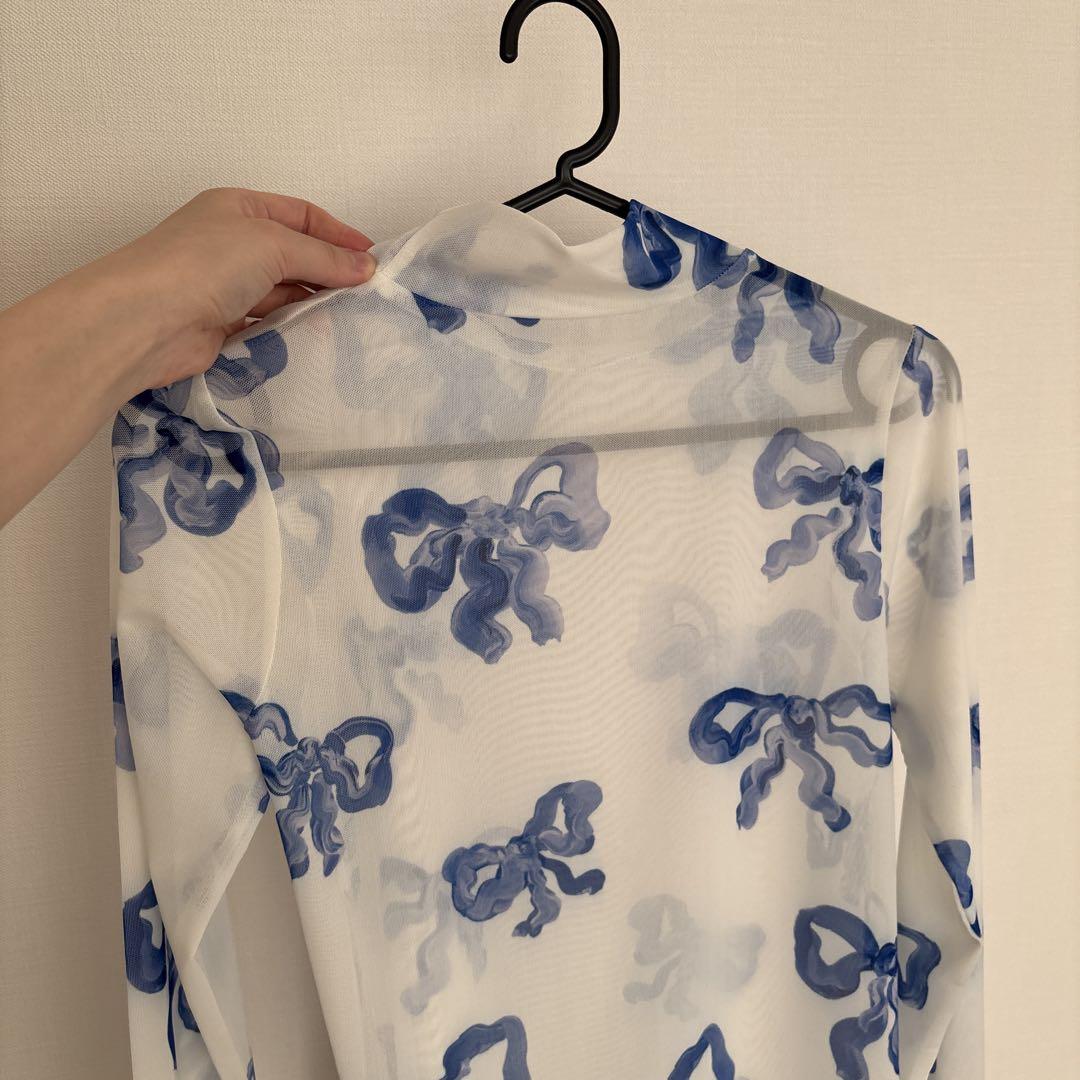 トップス POPPY BLUE RIBBON SEE-THROUGH TOPS