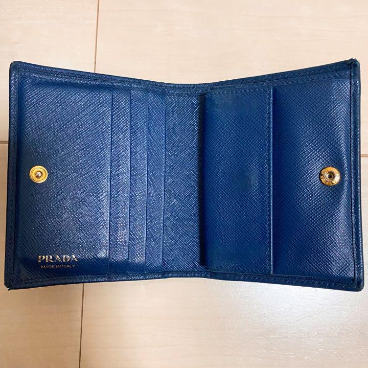 お得セール 値下げしました PRADA 二つ折り財布 サフィアーノ 紺 ネイビー YqerU-m41695323454 HOT在庫
