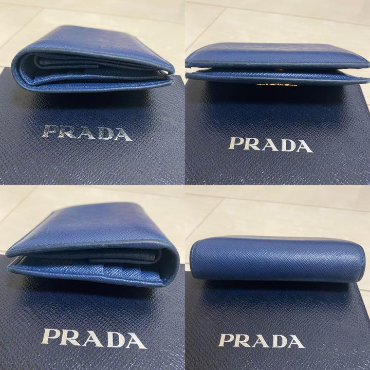 お得セール 値下げしました PRADA 二つ折り財布 サフィアーノ 紺 ネイビー YqerU-m41695323454 HOT在庫