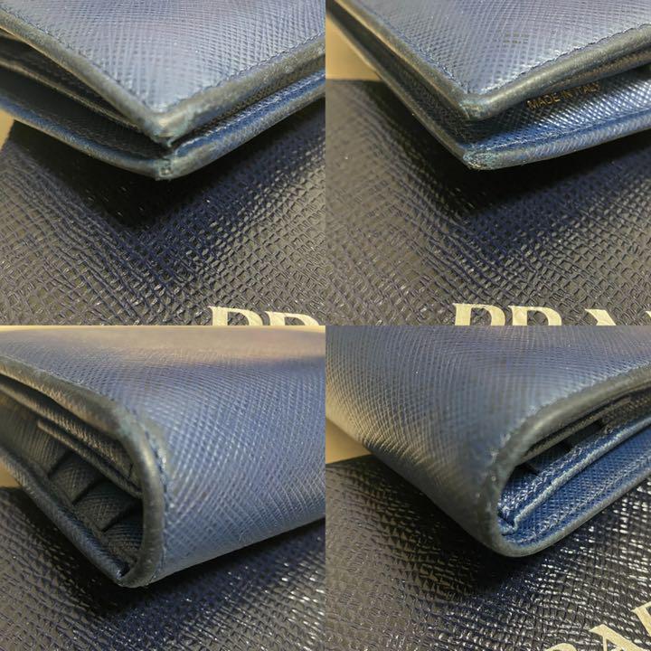 お得セール 値下げしました PRADA 二つ折り財布 サフィアーノ 紺 ネイビー YqerU-m41695323454 HOT在庫
